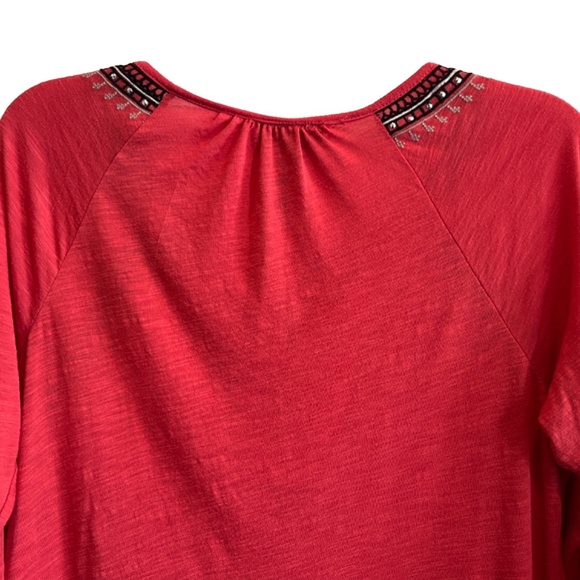 Style & Co. Women's Coral Boho Tassel Studded Top Plus Size 1X - Picture 9 of 13